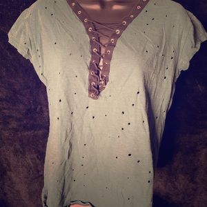 Dark Green lace up shirt